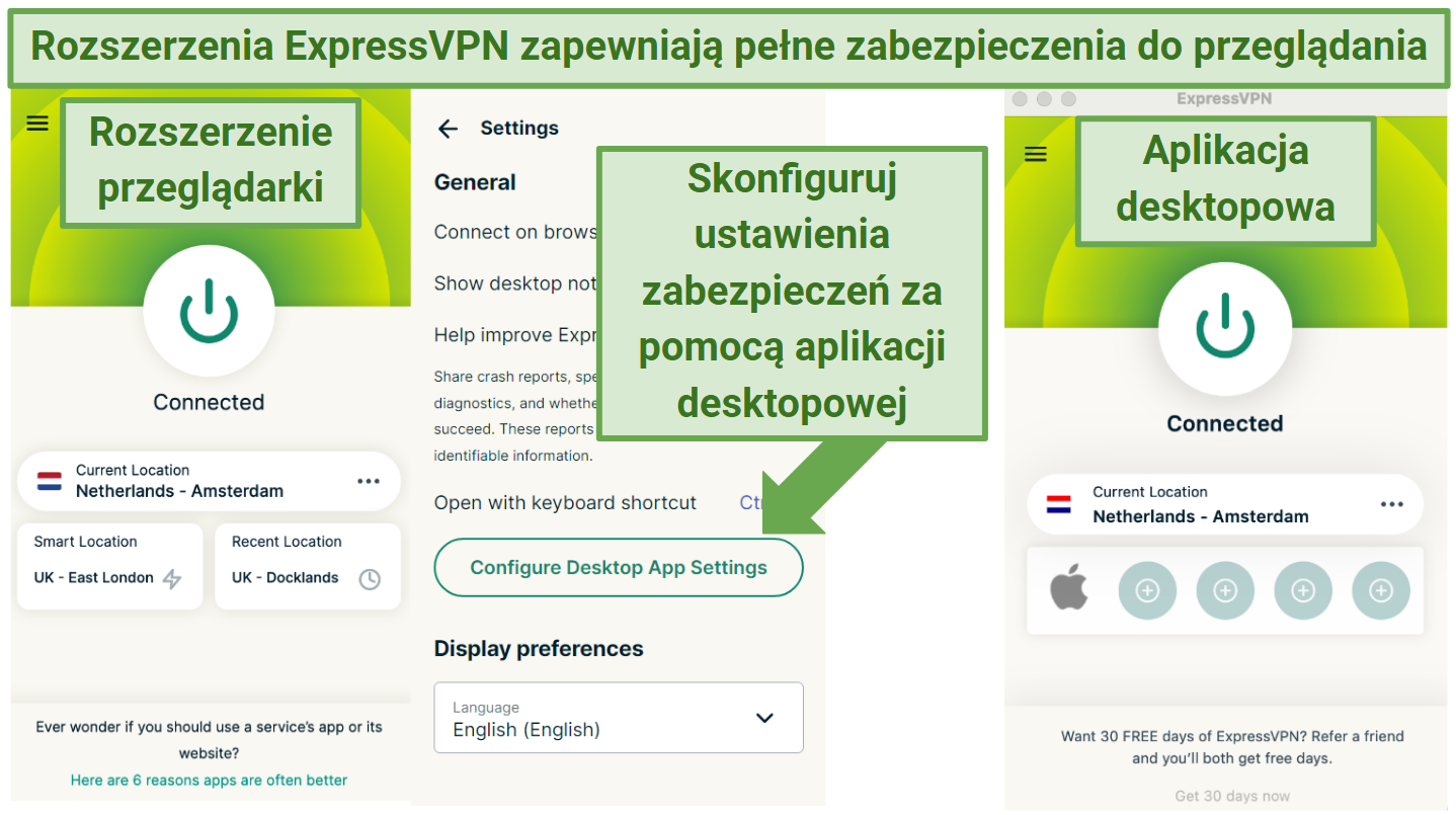 Screenshot showing ExpressVPN's extension for Chrome browser