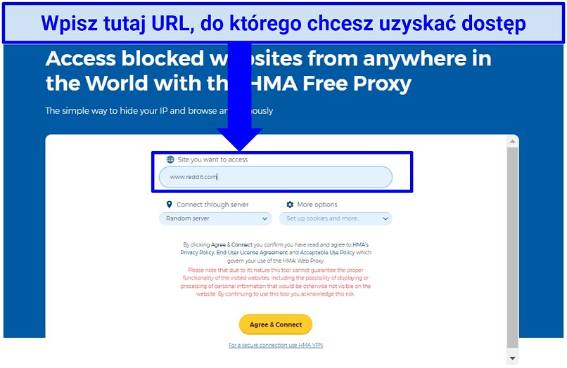 A snapshot showing how to unblock websites using HMA free proxy