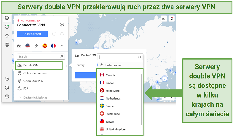 Screenshot of Nord VPN's Double VPN servers
