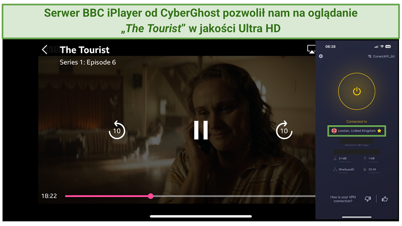 CyberGhost BBC iPlayer London server streaming The Tourist