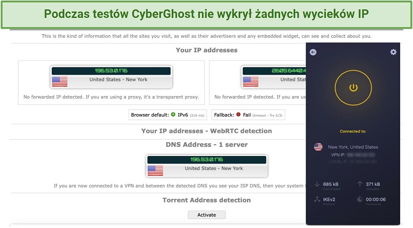 Graphic showing CG DNS leak test
