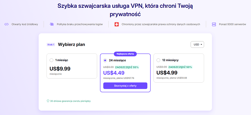 Screenshot of Proton VPN's deal