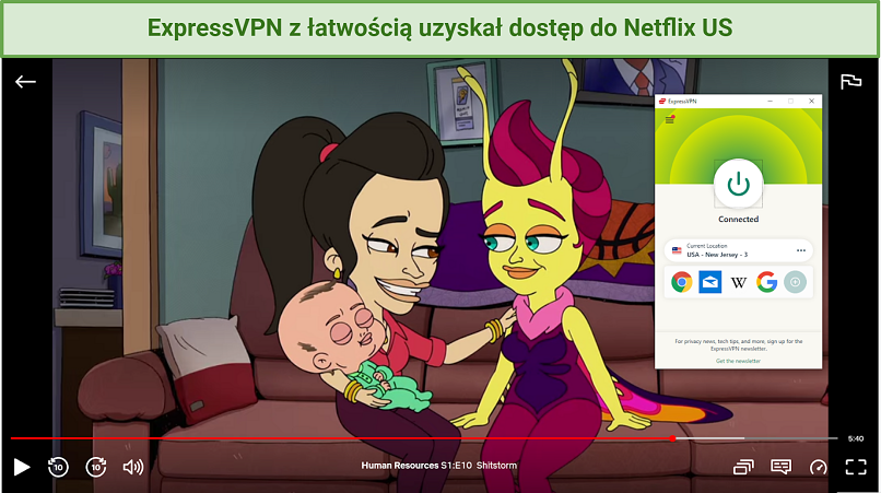 Zrzut ekranu playera Netflix odblokowanego za pomocą ExpressVPN