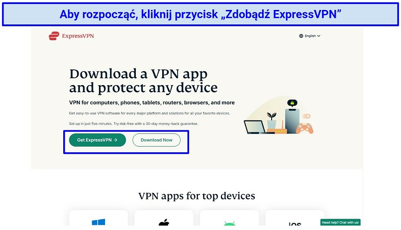 Graphic showing ExpressVPN's home page