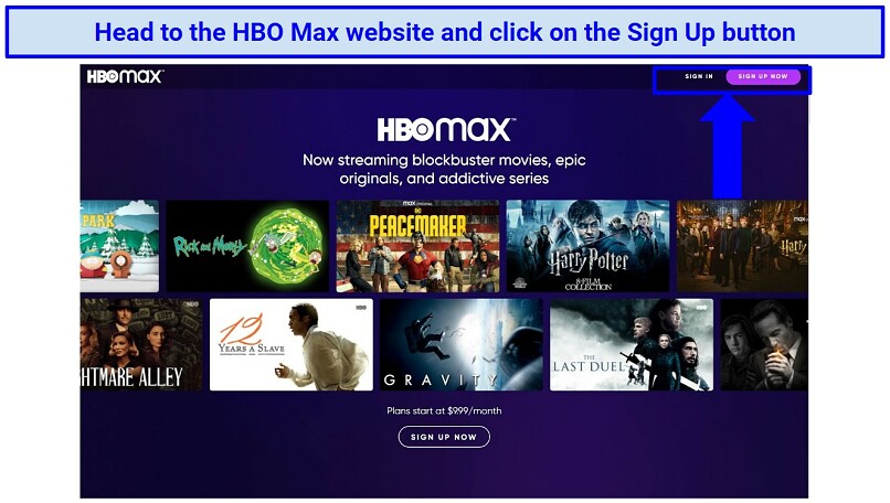 Graphic showing HBO Max's sign in page