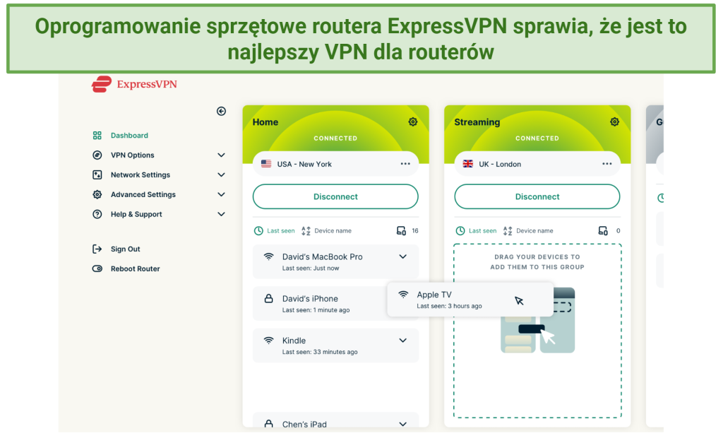 Screenshot of ExpressVPN's browser-based router firmware
