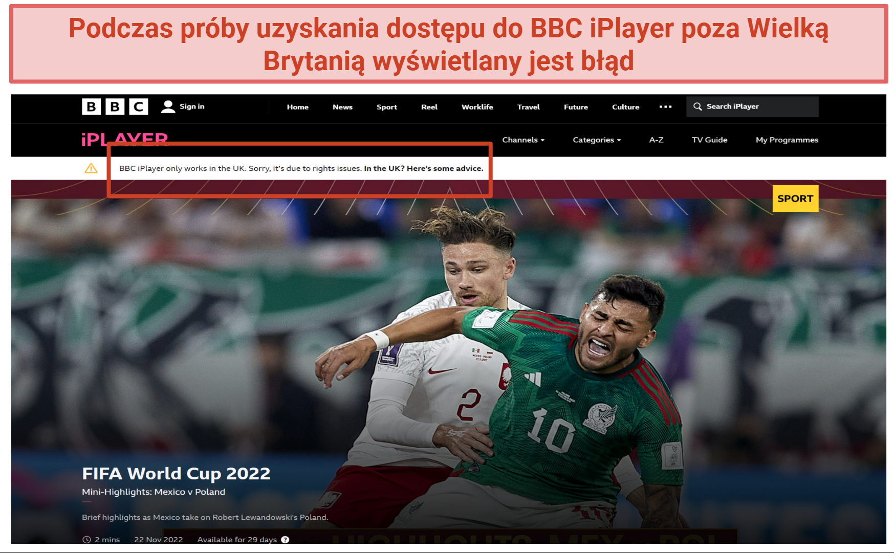 Screenshot of BBC iPlayer geoblocked error
