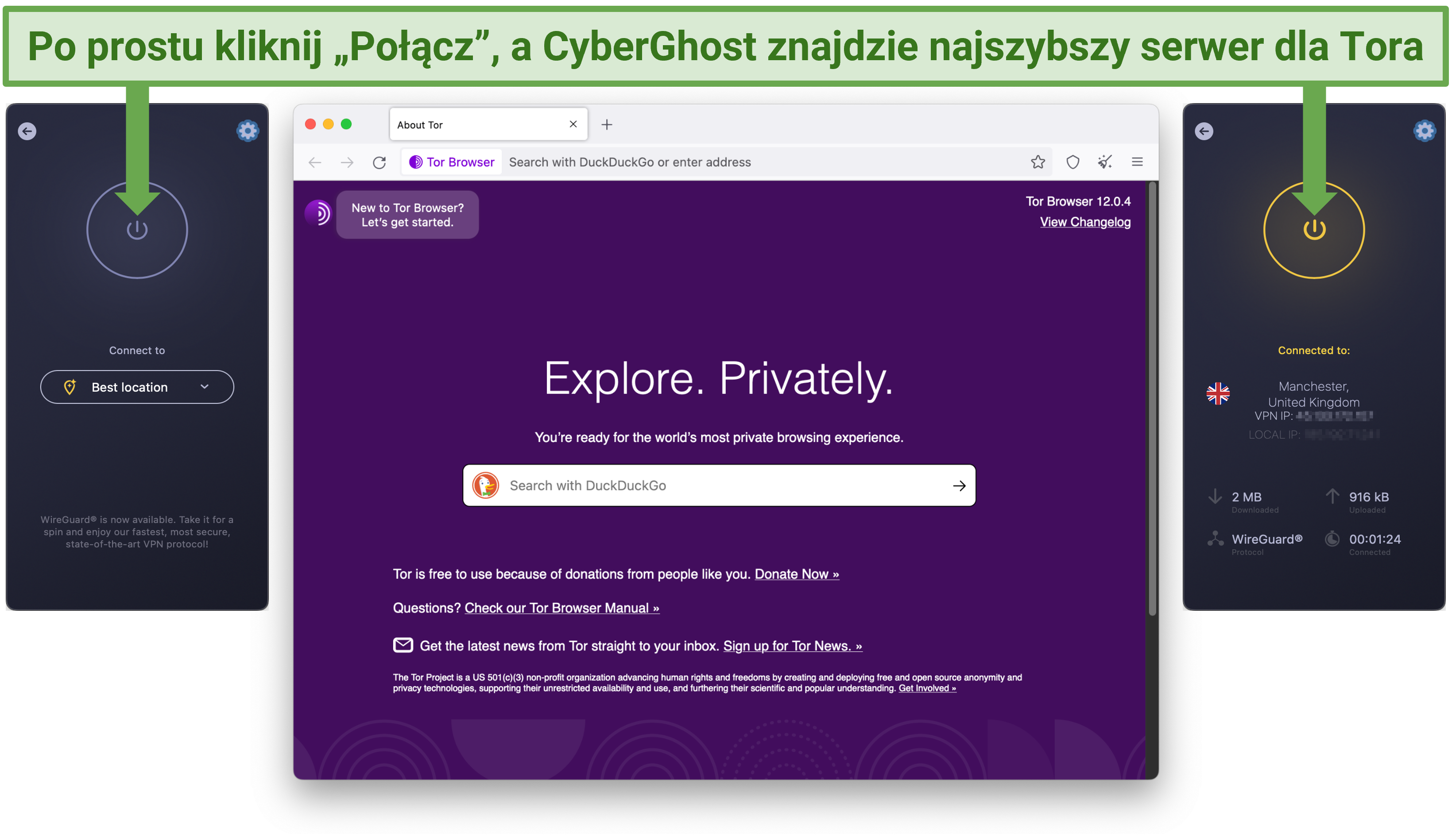 Screenshot showing how simple it is to connect to a server on the CyberGhost app