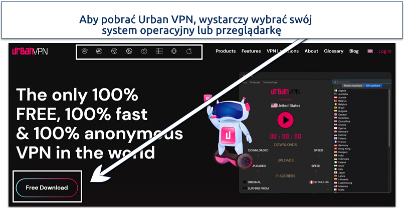 Screenshot of the Urban VPN download page