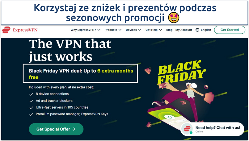 A screenshot showing ExpressVPN free extra months promotions