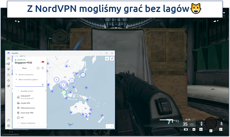 Screenshot of Warzone gameplay with NordVPn connected