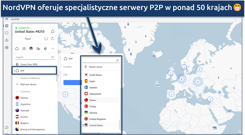 Screenshot of NordVPN's Windows app highlighting the specialty servers