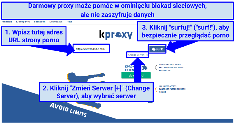 A screenshot showing how to bypass porn network blocks with a proxy