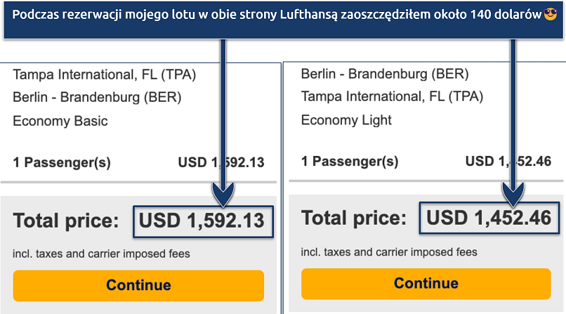 Screenshot showing the potential savings of booking 