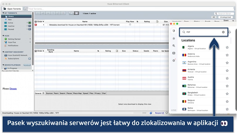 Screenshot showing how to locate Surfshark's P2P optimized servers