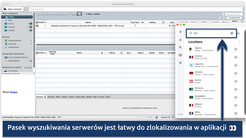 Screenshot showing how to locate Surfshark's P2P optimized servers