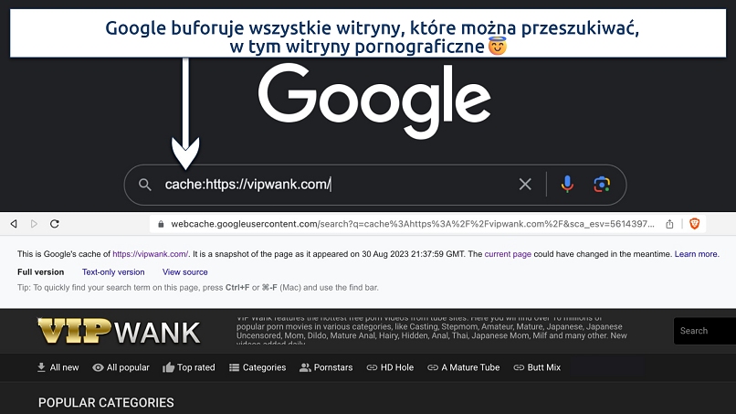 Screenshot showing Google Cache