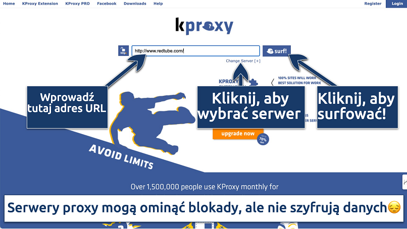 Screenshot showing the kproxy interface