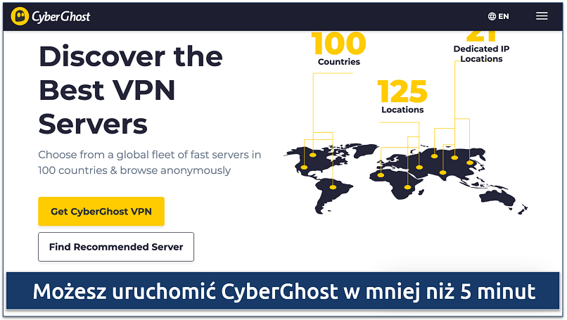 Screenshot showing the CyberGhost homepage